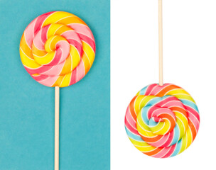 colorful lollipop isolated on white background