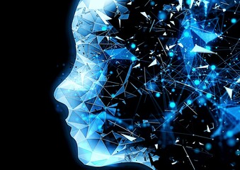 サイエンステクノロジーの概念で幾何学的な人の横顔