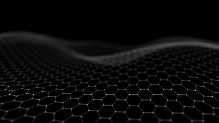 Futuristic hexagon background. 3D rendering. Big data visualization.	