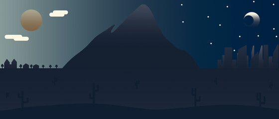 Fototapeta premium Dia y noche en el desierto