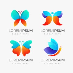 Illustration vector graphic of Colorful butterfly Logo Design with Gradient style	