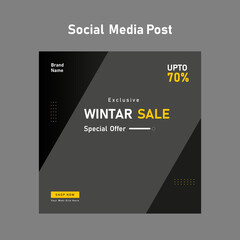 Obraz premium winter sale web banner for social media stories. black winter banners with snowflakes