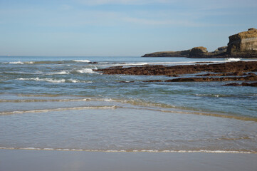 Low tide at the coast of Biarritz in the Bay of Biscay, France