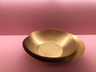 golden plates on a table
