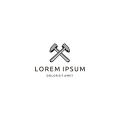 Vintage Crossed Hammer Icon Vector Illustration Isolated on White Background