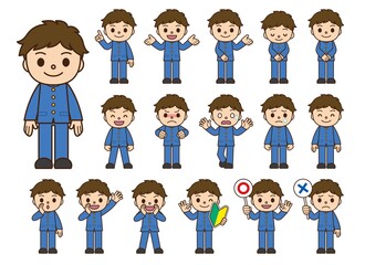 表情セット 男子学生 学生服