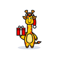 Christmas Giraffe cute mascot design costume