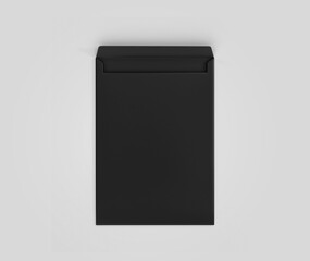 Realistic Black Envelope C4/A4 mockup, Dark letter paper, c4 a4 c3 a3 template 3d Rendering isolated on light gray background