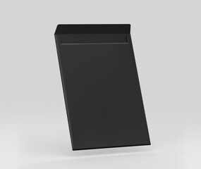 Realistic Black Envelope C4/A4 mockup, Dark letter paper, c4 a4 c3 a3 template 3d Rendering isolated on light gray background