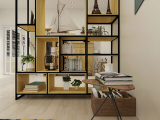 spacious living room design of modern residence, with sofa, tea table, decorative painting, etc