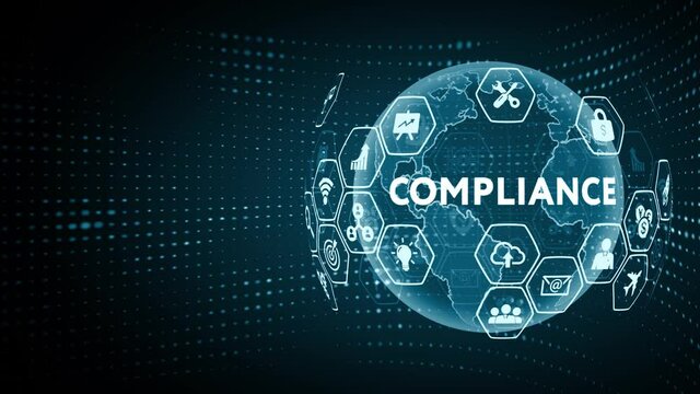 Business, Technology, Internet and network concept. Virtual button labeled: Compliance