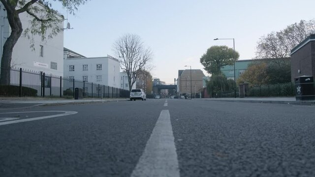 Low angle empty street London Covid 19 lockdown