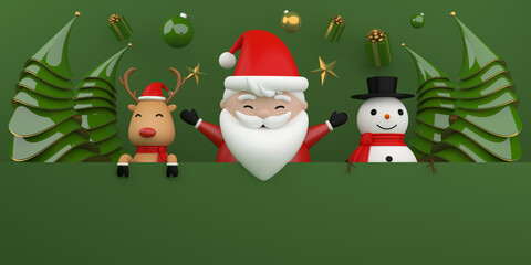 Merry Christmas and Happy new year 3d rendering.