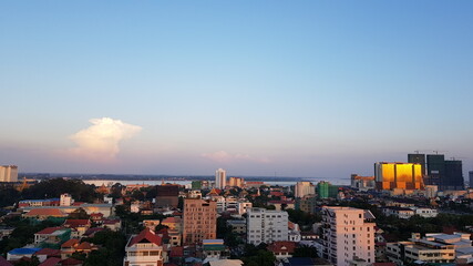 Fototapeta na wymiar Sunset view from Sky Bar in Phnom Penh