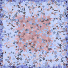 Cage for a seamless pattern filled with snowflakes. Blue, purple and beige colors.