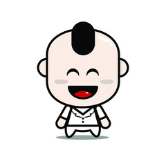 Obraz premium vector of cute person laughing wearing white coat