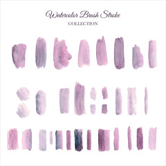 Beautiful purple watercolor brush stroke collection