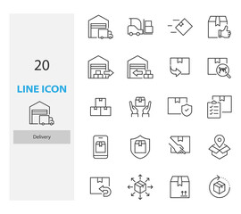 set of delivery thin line icons, shipping, logistic, send