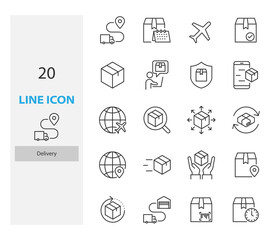set of delivery thin line icons, shipping, logistic, send