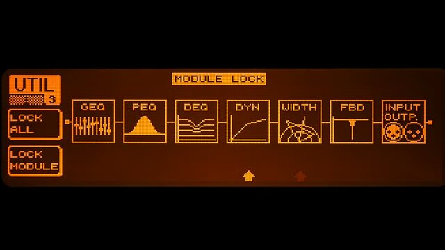 Locking any of a variety of filters to store all their settings on the display of professional music equipment. Closeup