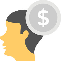 
Flat vector icon of a person with money on his head symbolising business mind
