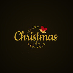 Christmas and New Year Lettering with Bell Icon