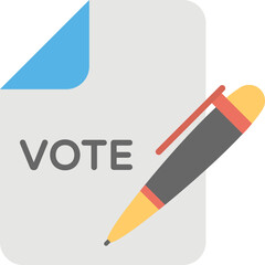 
A paper having pen and written text of vote, vote caste 
