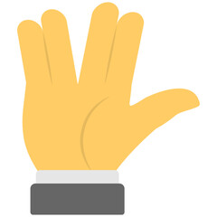 
Index finger and middle finger joint together while making a space between ring finger and little finger
