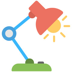 
Office table lamp icon, desk lamp flat vector 
