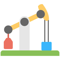 
Oil pump jack flat icon, a petroleum industry equipment,
