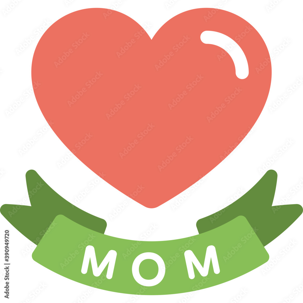 Poster flat icon design of i love u mom heart logo