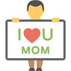 

Flat icon design of I love u Mom heart logo
