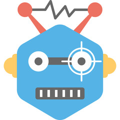 
Flat vector icon design of robot face emoji
