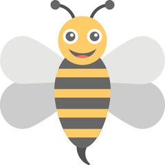 
A funny, cute and  smiling cartoon honey bee, flat design icon
