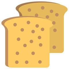 
Flat icon of brown bread 
