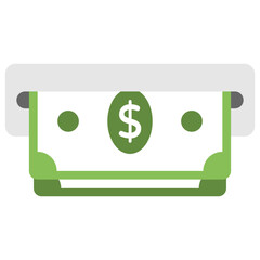 
Flat icon of cash withdrawal 
