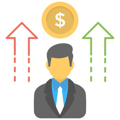 
Business profitability concept, flat vector icon 
