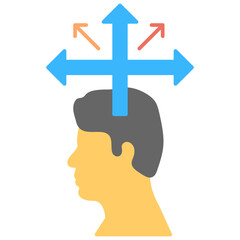 
A person with arrows on head symbolising career opportunities flat icon
