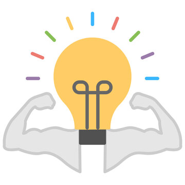 
A person with a light bulb representing creative minded person, flat icon

