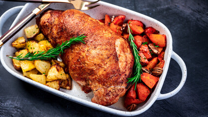 Roasted Turkey Meal With Garnishes