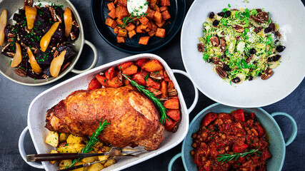 Roasted Turkey Meal With Garnishes