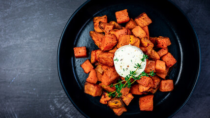 Roasted sweet potato dish