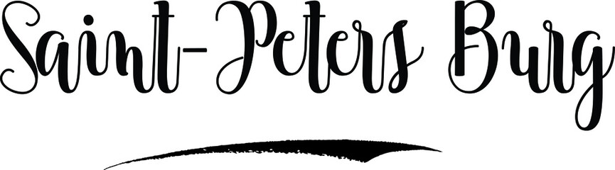 Saint-Peters Burg Cursive Calligraphy Black Color Text On White Background