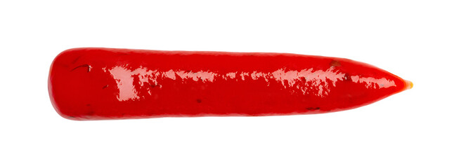 Drop of barbecue sauce or ketchup isolated on white background, top view, close up.