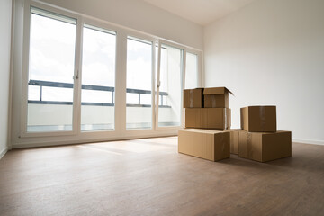Empty Room With Moving Boxes