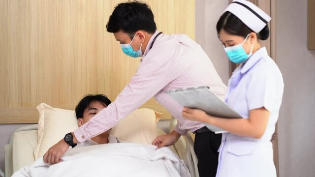 Physician examining  patient in hospital. Healthcare..and medical background concept