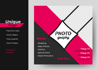 The Digital Photography Concept Social Media banner Template. Abstract Design.
