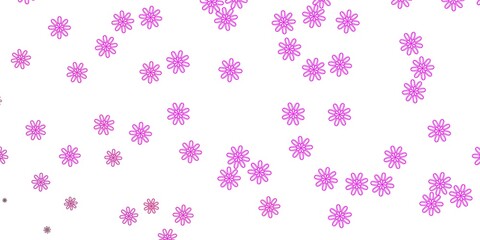 Light Pink vector doodle template with flowers.