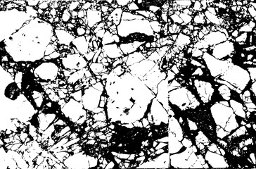 Black and white marble cracks simple texture. Vector illustration.