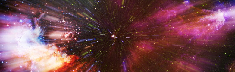 Stars of a planet and galaxy in a free space . Bright Star Nebula. Distant galaxy. Abstract image. Elements of this image furnished by NASA. © Maximusdn
